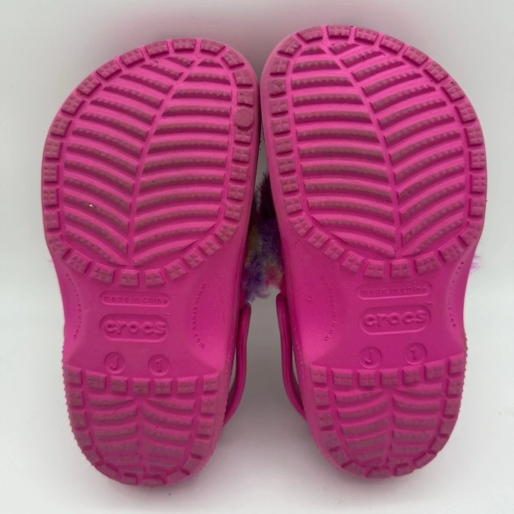 Youth Unisex Girls Crocs I Am Unicorn‎ Fuchsia Pink Multi-Colored Clogs Size J 1